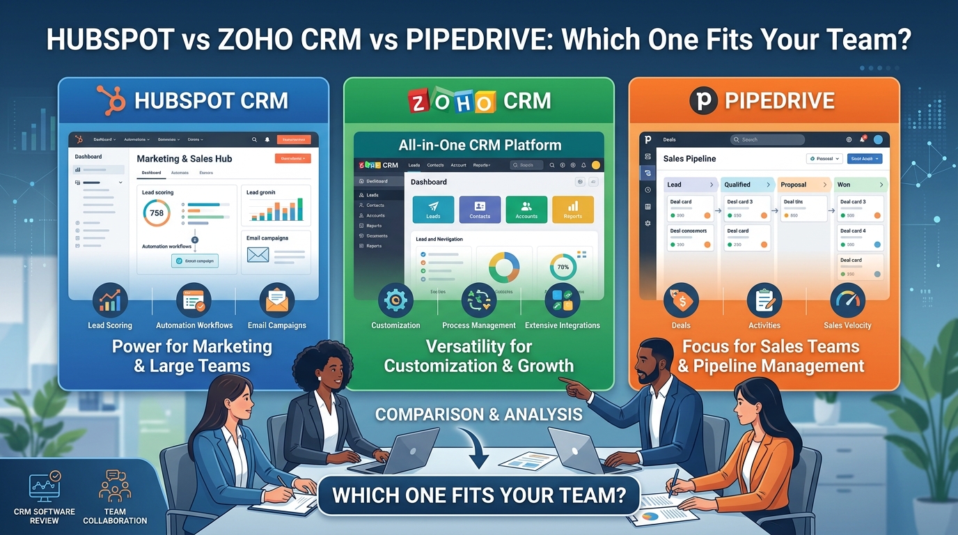 HubSpot vs Zoho CRM vs Pipedrive: Which One Fits Your Team